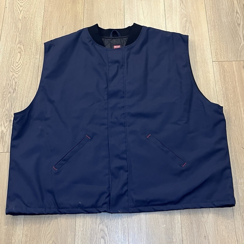 Red Kap Work Vest Men's 5XL , Navy Button Front Canvas Front Pockets